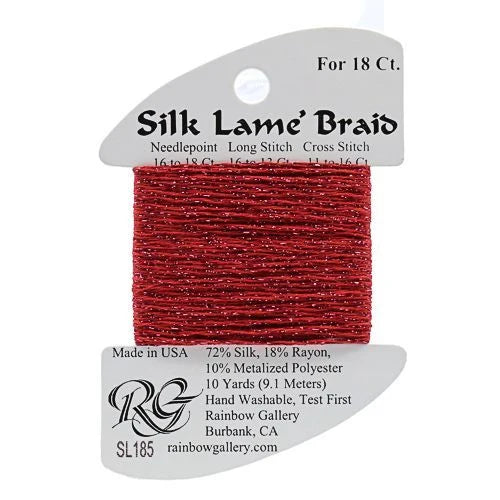Silk Lame Braid 18 - SL185 Tango Red