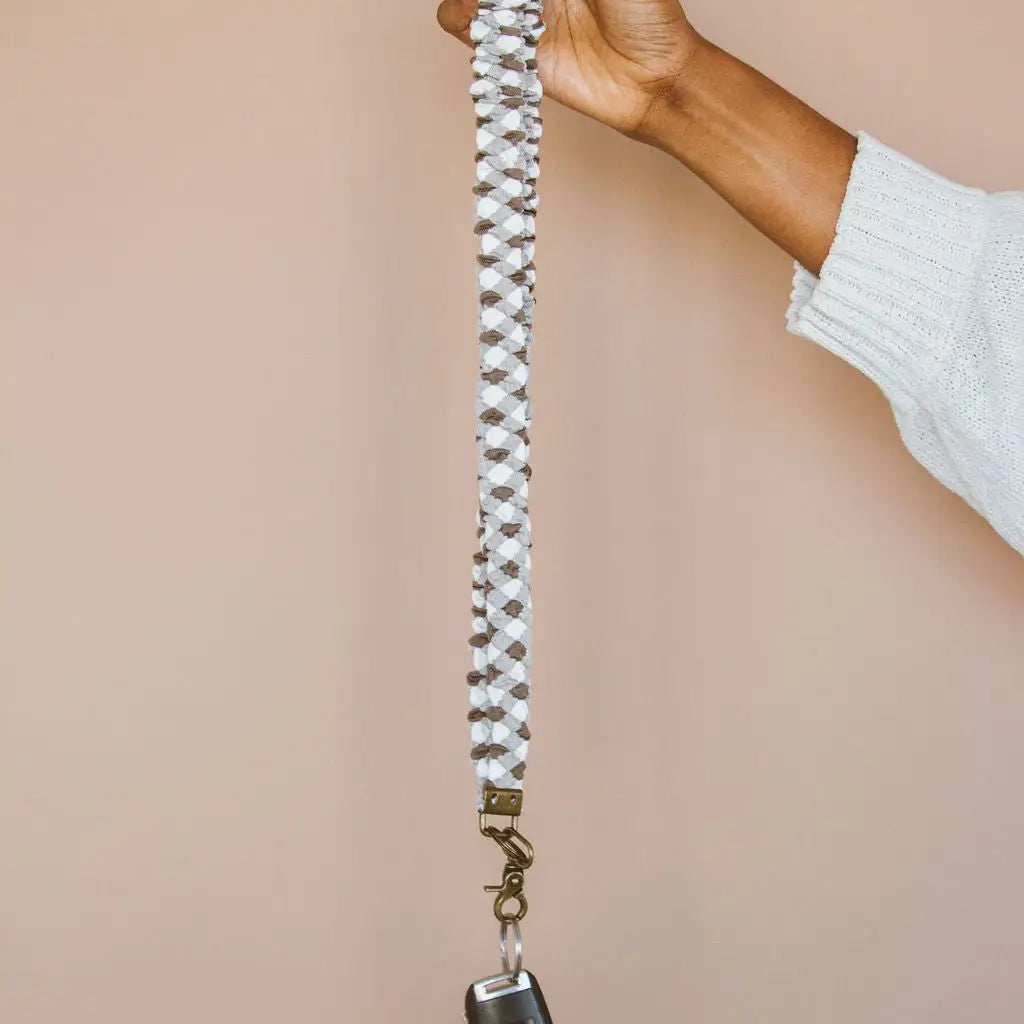 Brown Checkered Lanyard