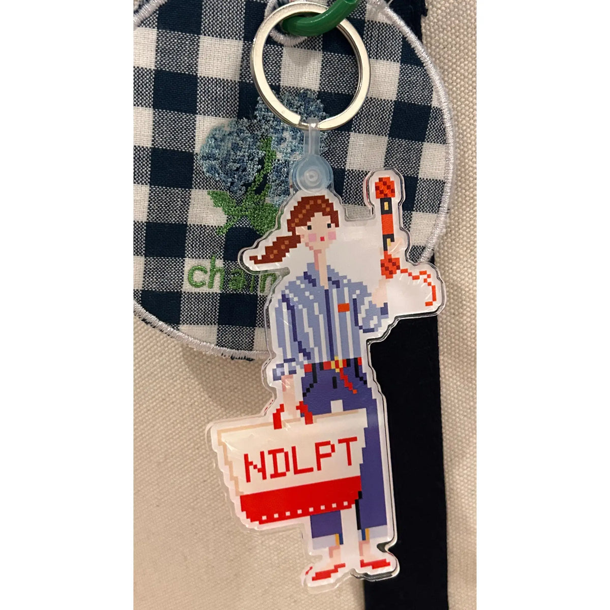 Needlepoint Girl Keychain/Bag Charm