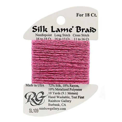 Silk Lame Braid 18 - SL109 Medium Raspberry