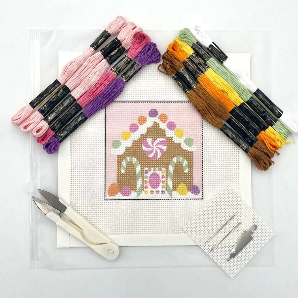 Candy Gingerbread House Needlepoint Kit