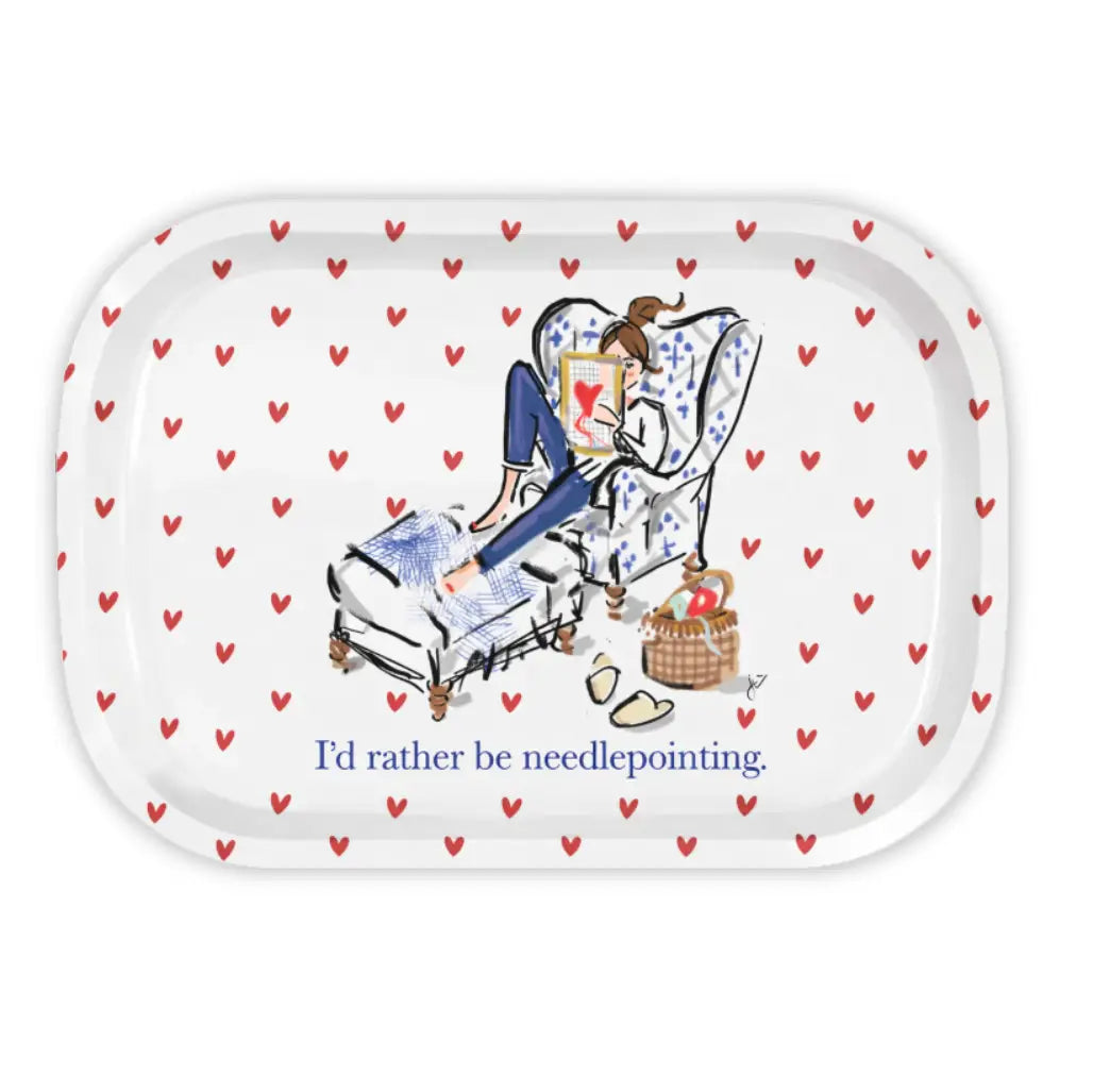I'd Rather Be Needlepointing Metal Catchall Tray