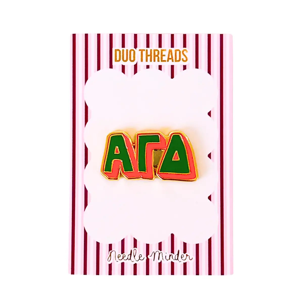 Sorority Bubble Letter Alpha Gamma Delta Needle Minder