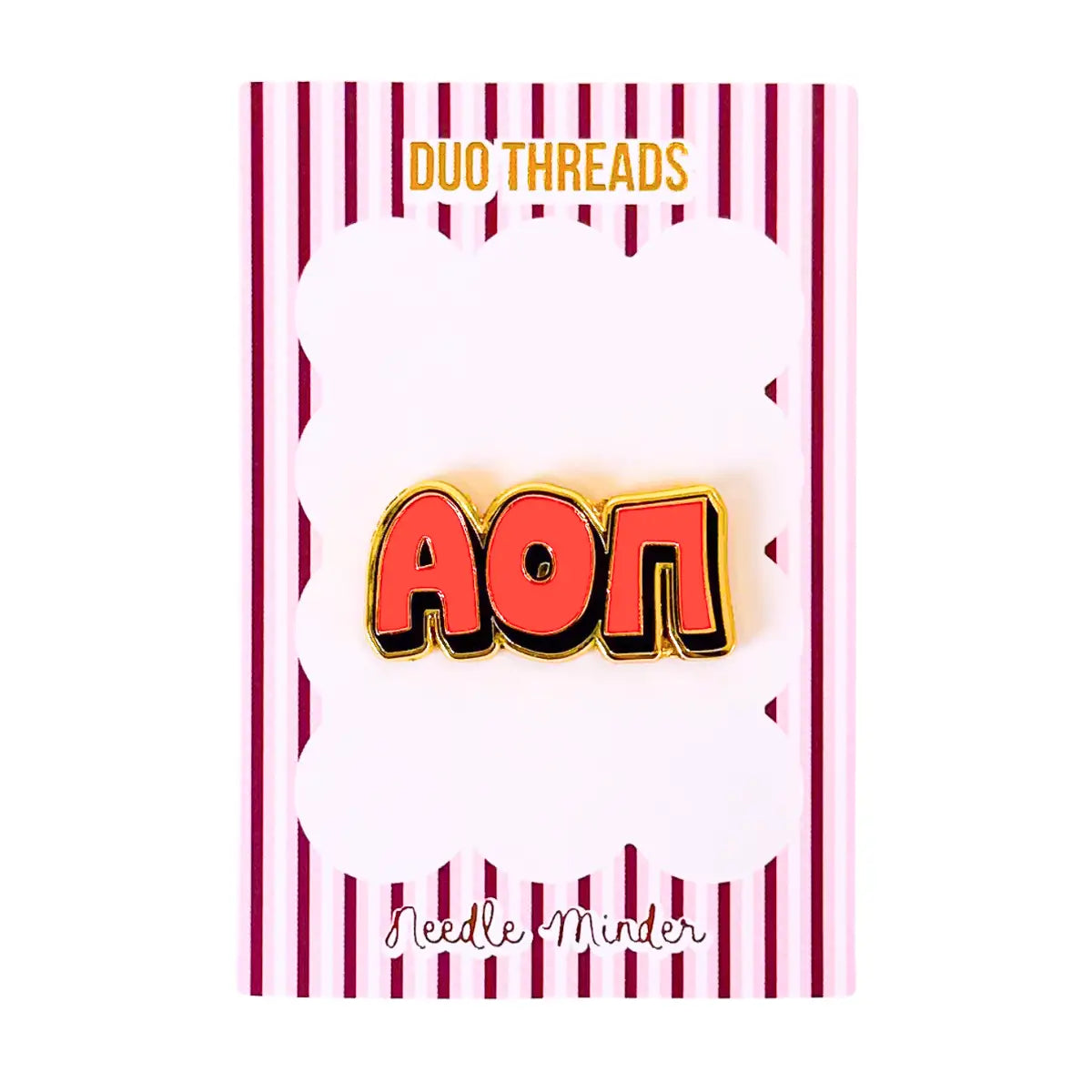 Sorority Bubble Letter Alpha Omicron PI Needle Minder