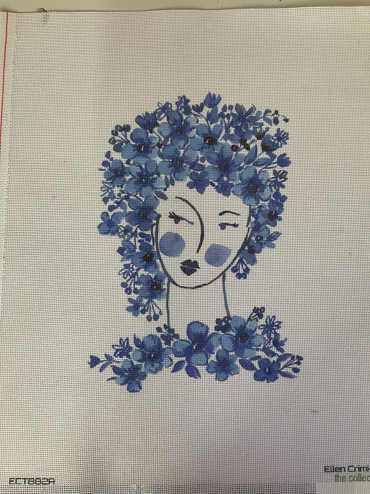 Head with blue flowers ECT882A