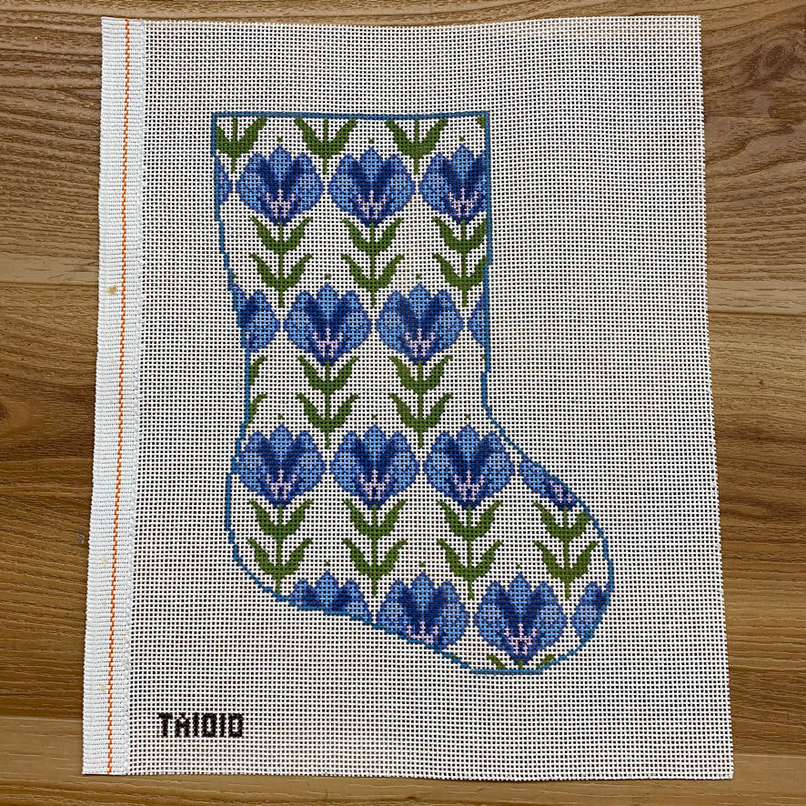 Blue Flowers Midsize Stocking Canvas
