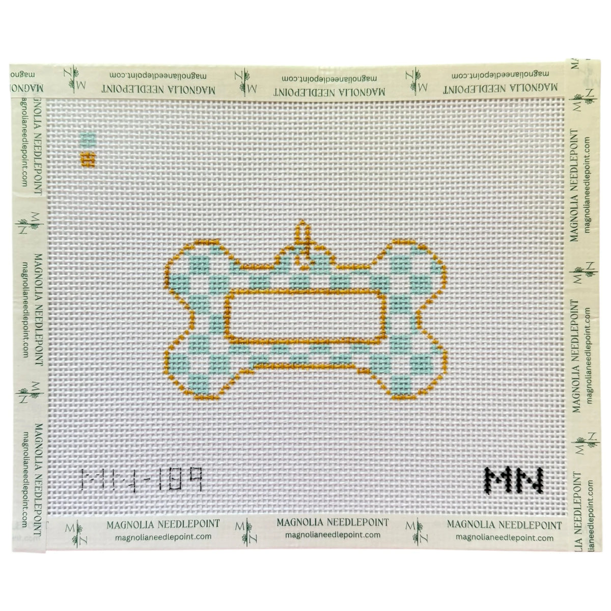 Blue Check Dog Tag Canvas