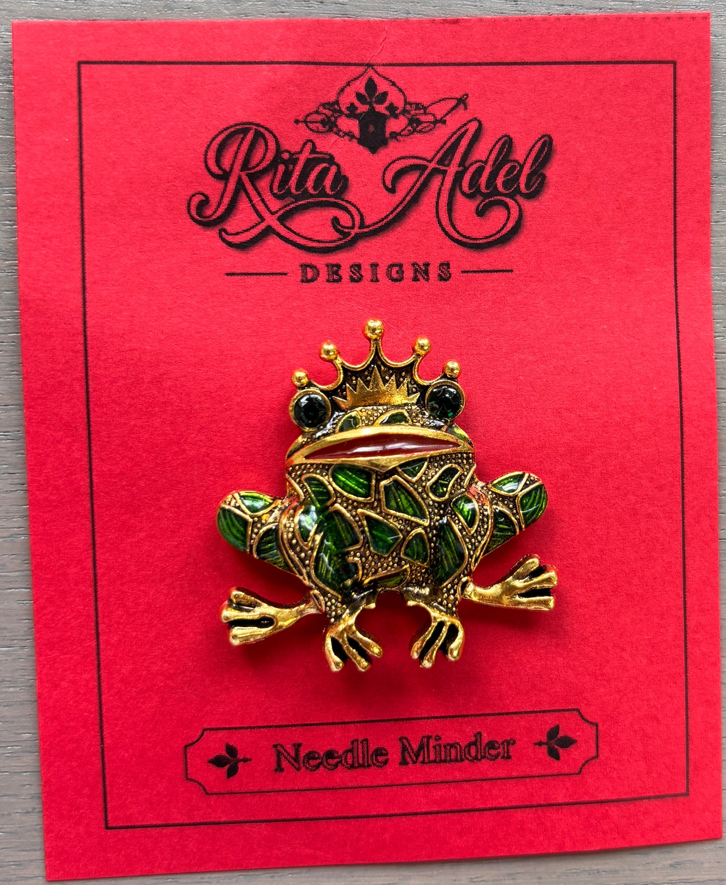 Rita Adel Ornate Green Frog Needle Minder