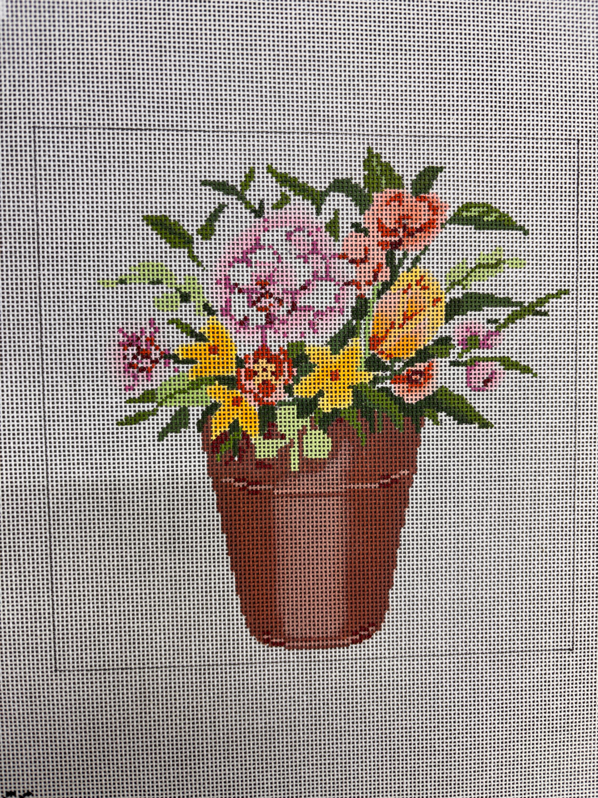 Pink/Yellow Flowers in Pail