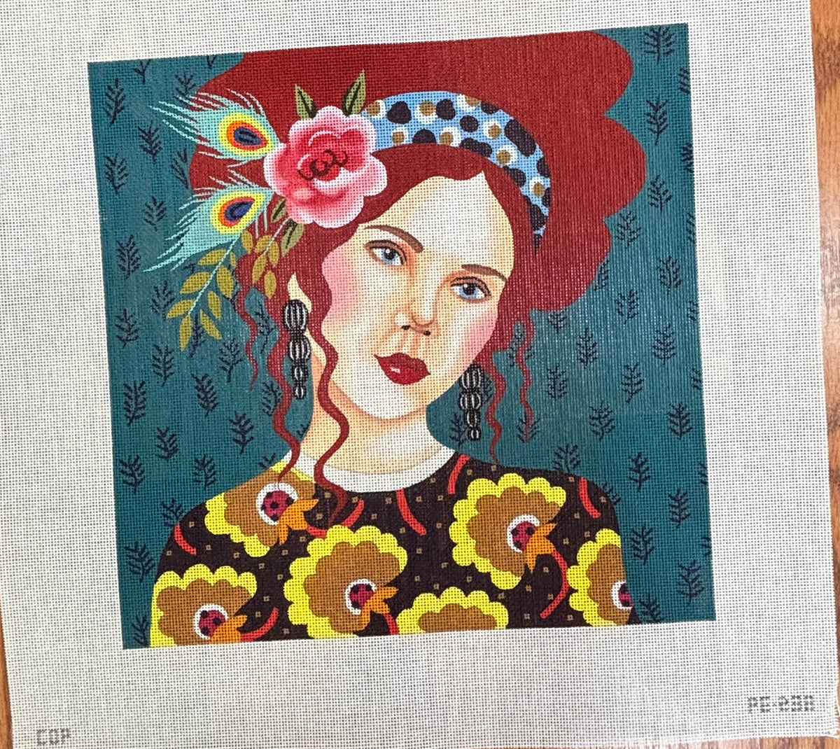 Lady with Turquoise Background