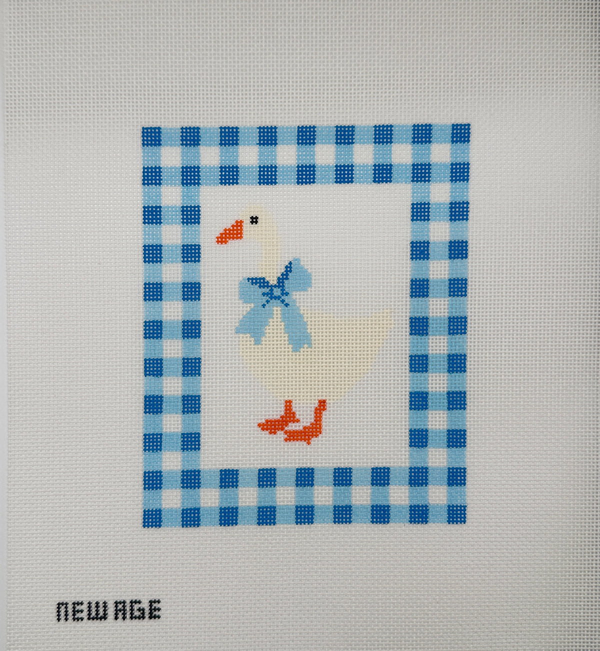 Gingham Blue Baby Goose Canvas