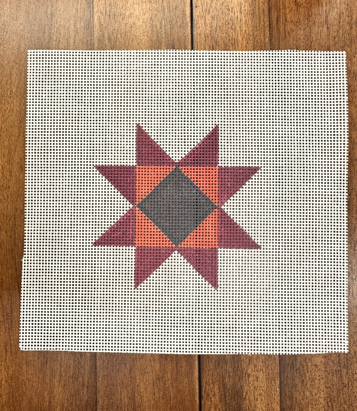 Quilt Square Canvas: purple, burnt orange & navy