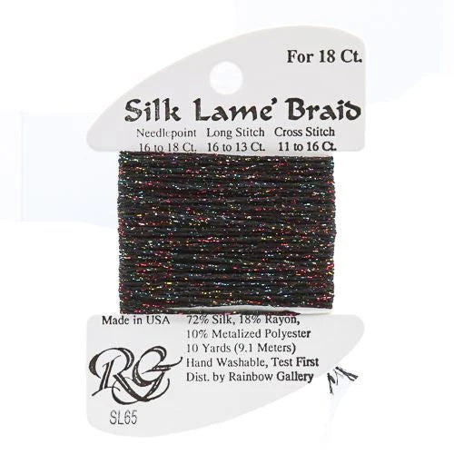 Silk Lame Braid 18 - SL65 Black Sparkle