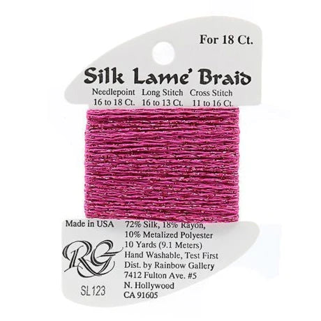 Silk Lame Braid 18 - SL123-DARK HOT PINK