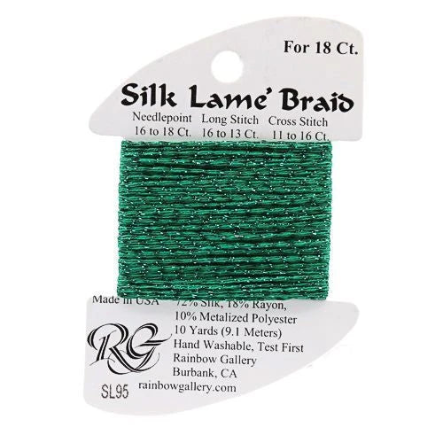 Silk Lame Braid 18 - SL95 Medium Christmas Green