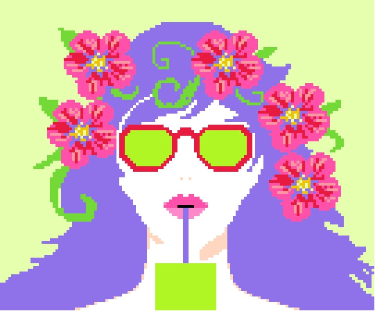 Purple Hair Girl With Green Drink
