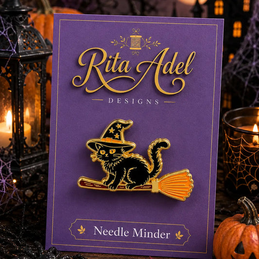 Witchy Black Cat Halloween Needle Minder
