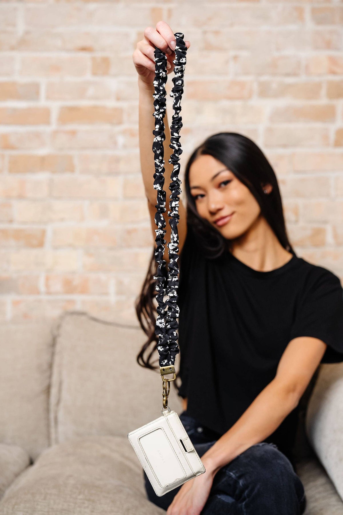 Extended Size Scrunchie Lanyard: Black Luxe