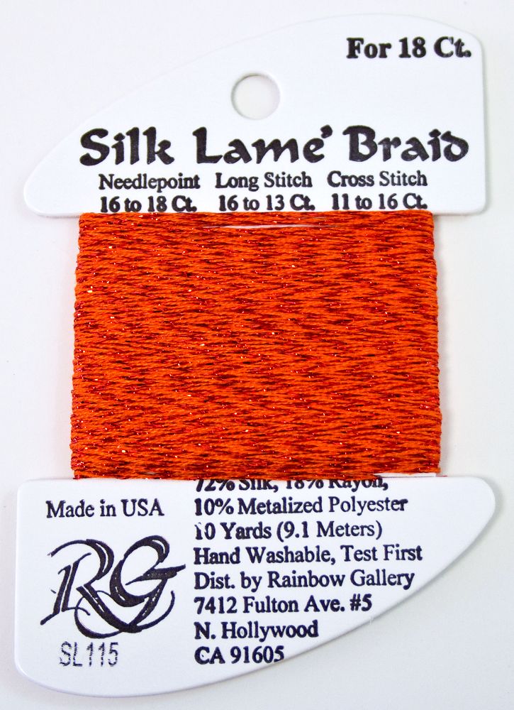 Silk Lame Braid 18 - SL115 Red Orange