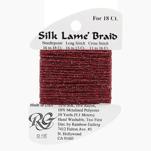 Silk Lame Braid 18 - SL135 Red Sparkle