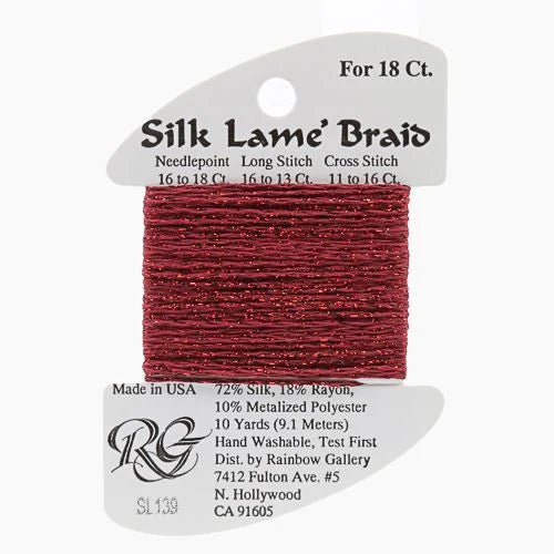 Silk Lame Braid 18 - SL139-CARDINAL