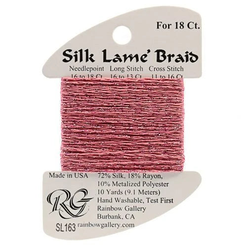 Silk Lame Braid 18 - SL163 Medium Rose