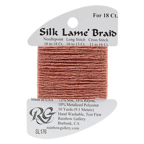 Silk Lame Braid 18 - SL176 Coral