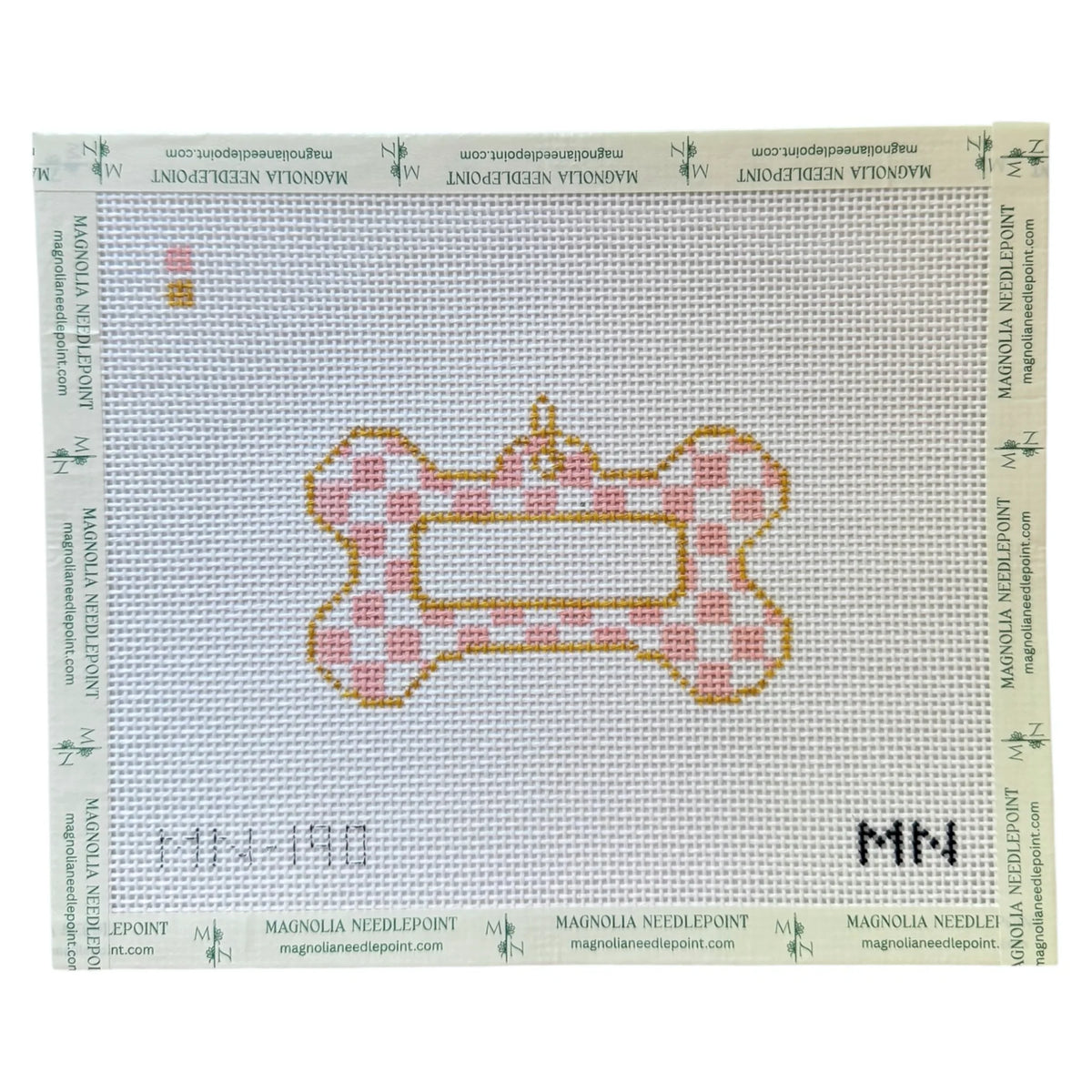 Pink Check Dog Tag Canvas