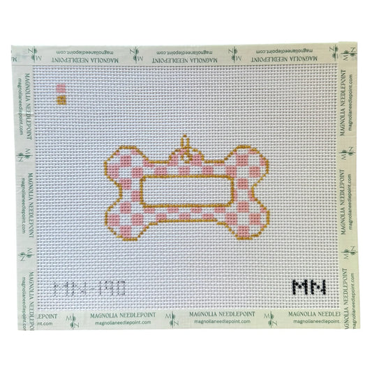 Pink Check Dog Tag Canvas