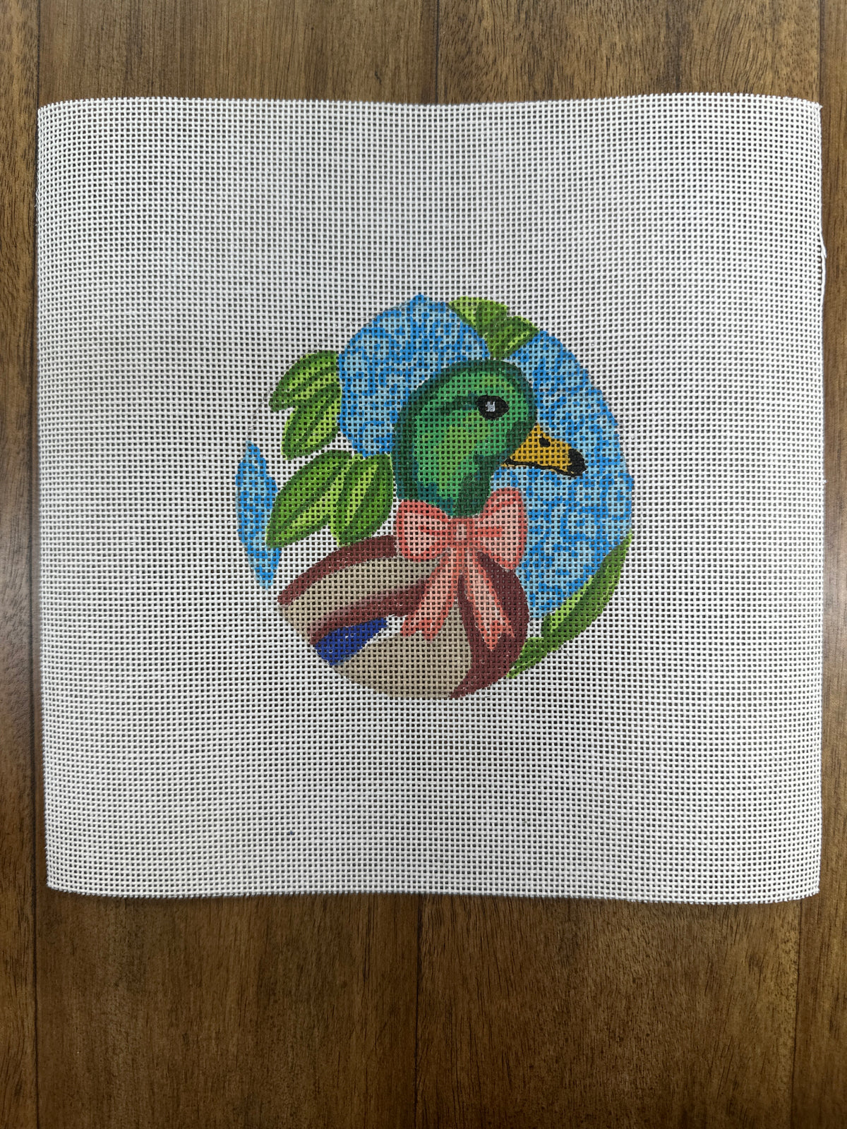 Mallard with hydrangeas by designer Lee Sentell