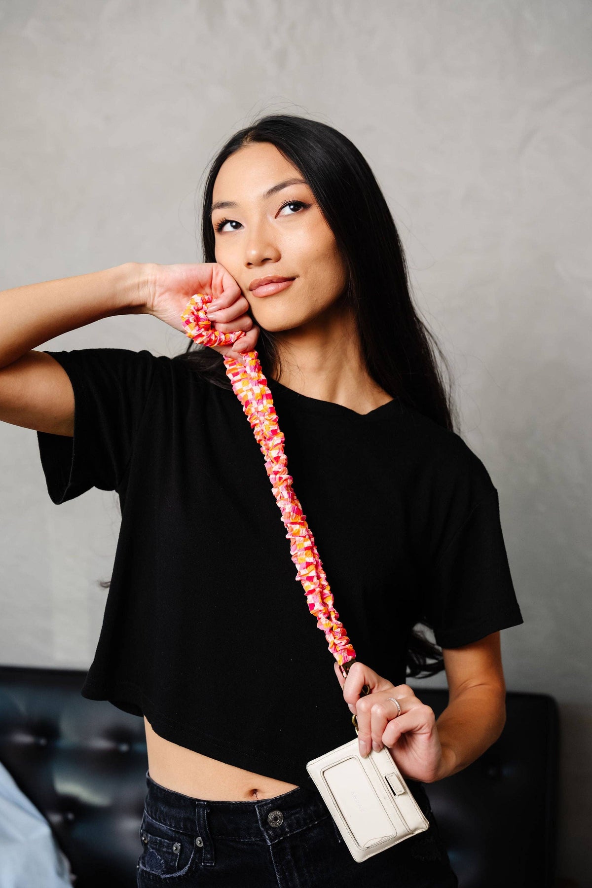 Extended Size Scrunchie Lanyard: Black Luxe