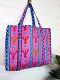 Quilted Tote Bag | Pink Lobster Tote | Large Shopping Tote