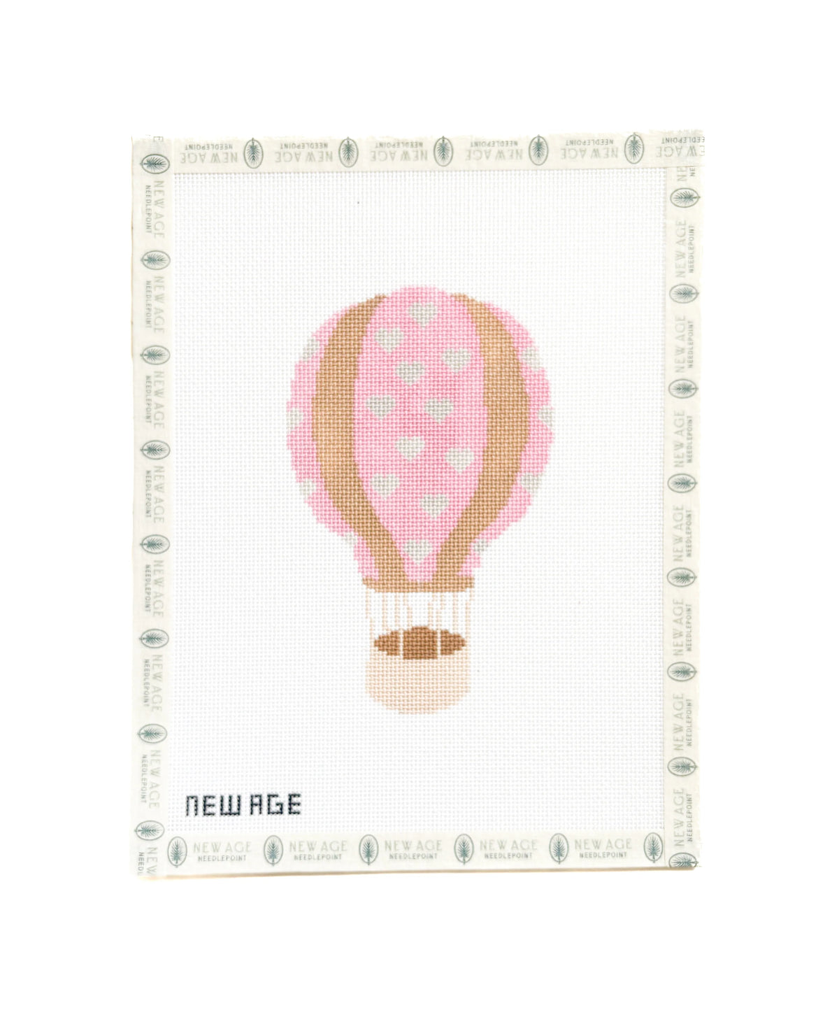 Pink Heart Hot Air Balloon Needlepoint Canvas