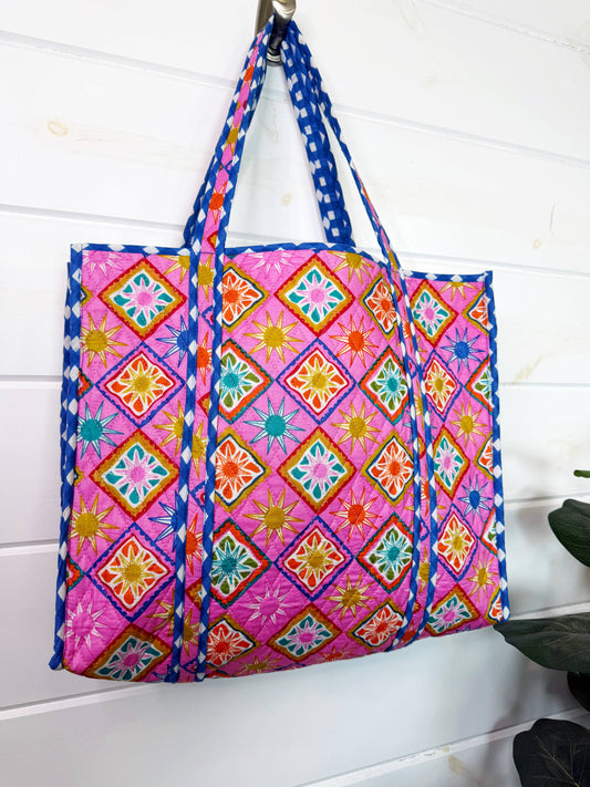 Quilted Tote Bag | Sunshine Tote | Large Shopping Tote Bag