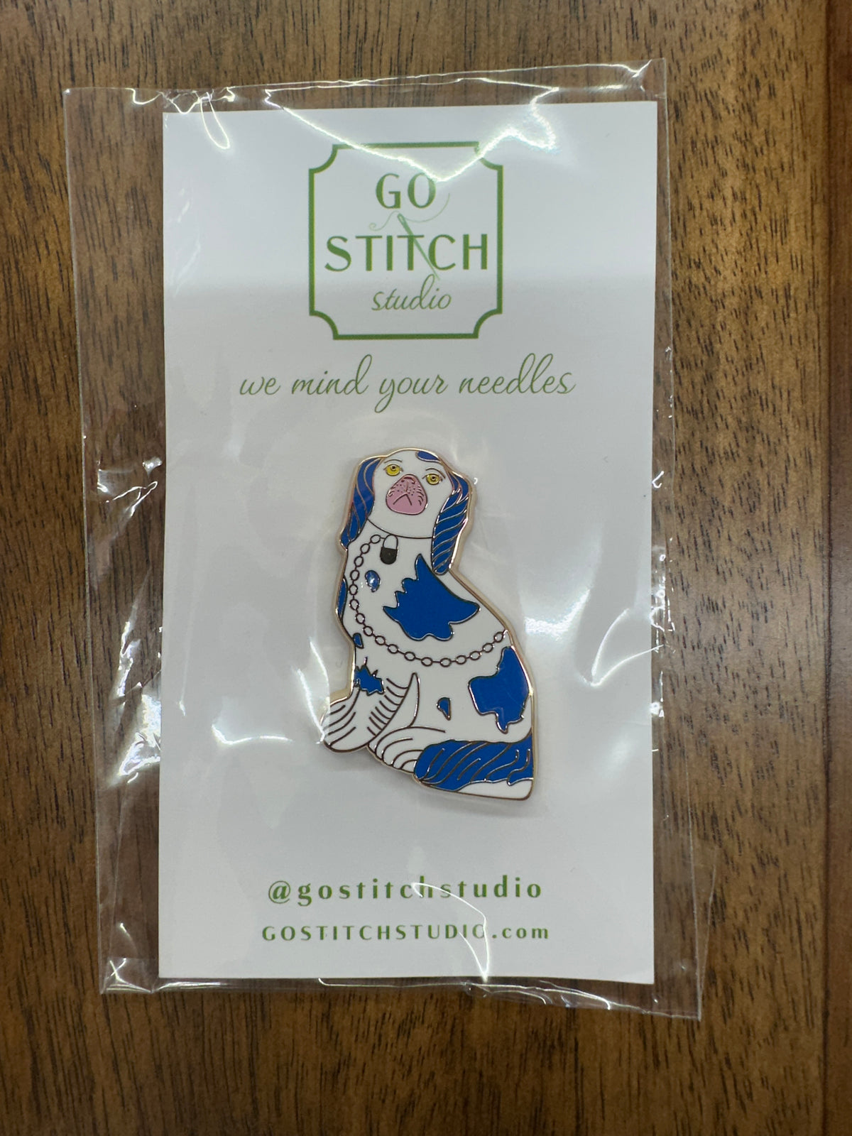 Staffordshire blue and white needle minder
