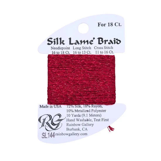 Silk Lame Braid 18 - SL144-CHRISTMAS RED
