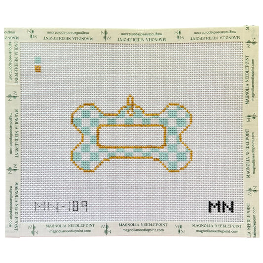 Blue Check Dog Tag Canvas