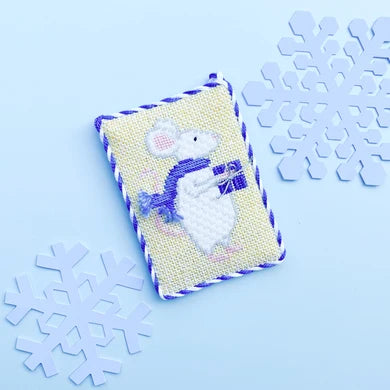 Christmas Mice Blue Present