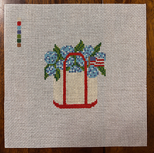 Hydrangea & American Flag Boat Tote