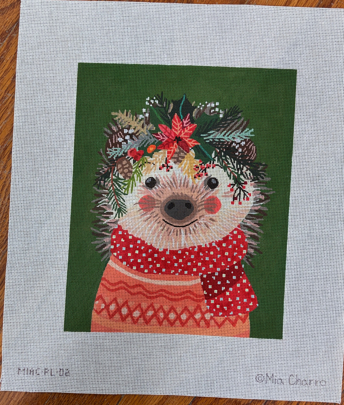 Christmas Squad - Hedgehog on Forest Green