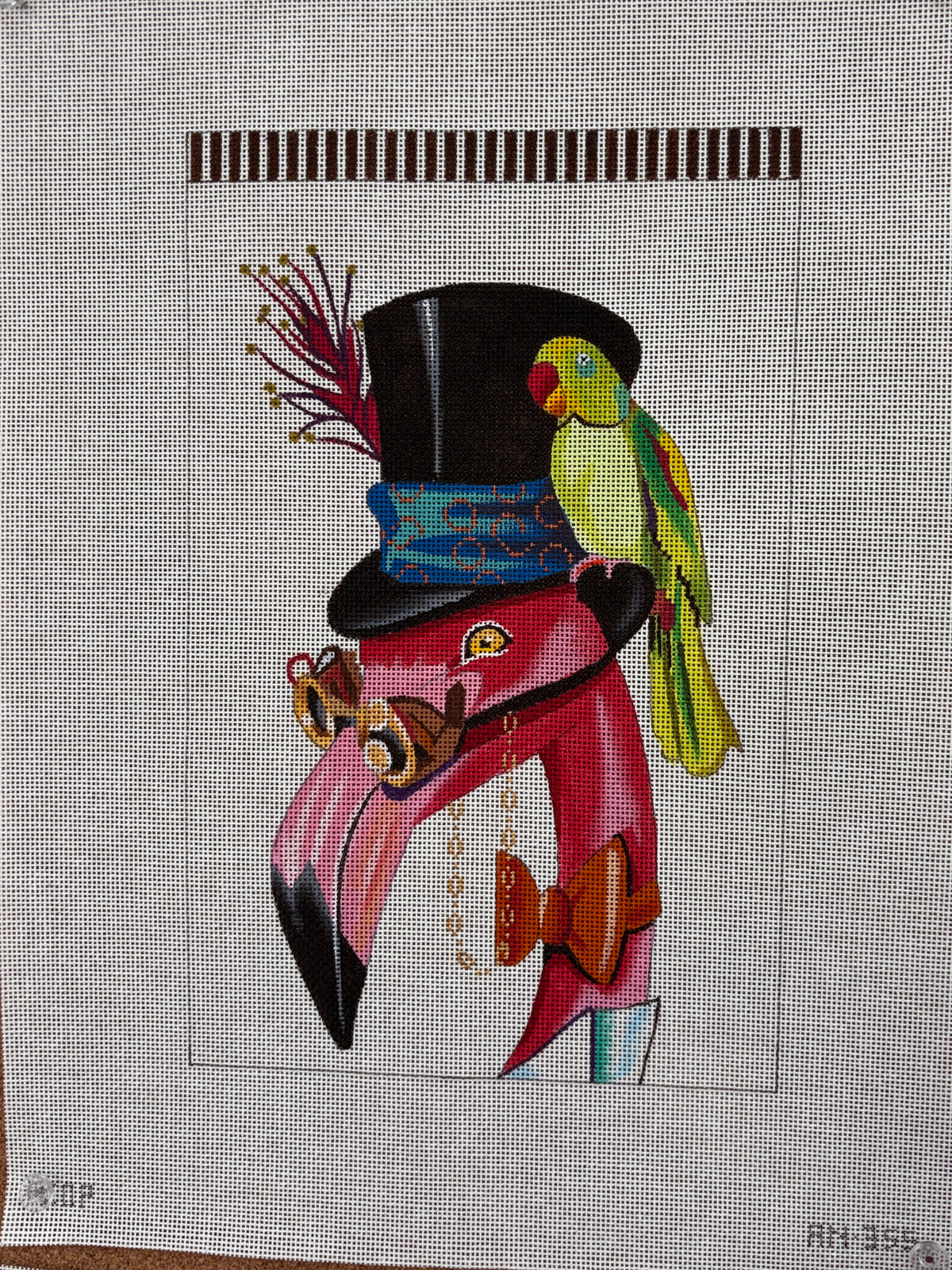Flamingo with Green Parrot
