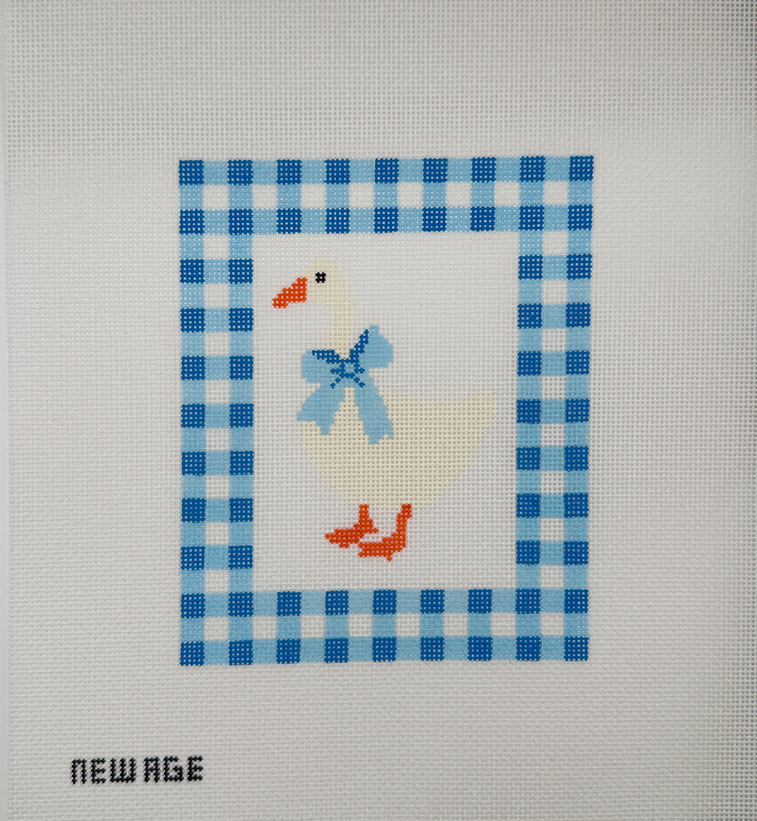 Gingham Blue Baby Goose Canvas