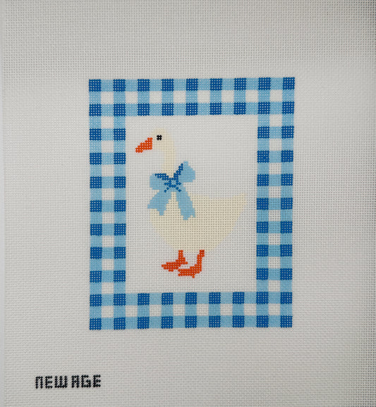 Gingham Blue Baby Goose Canvas