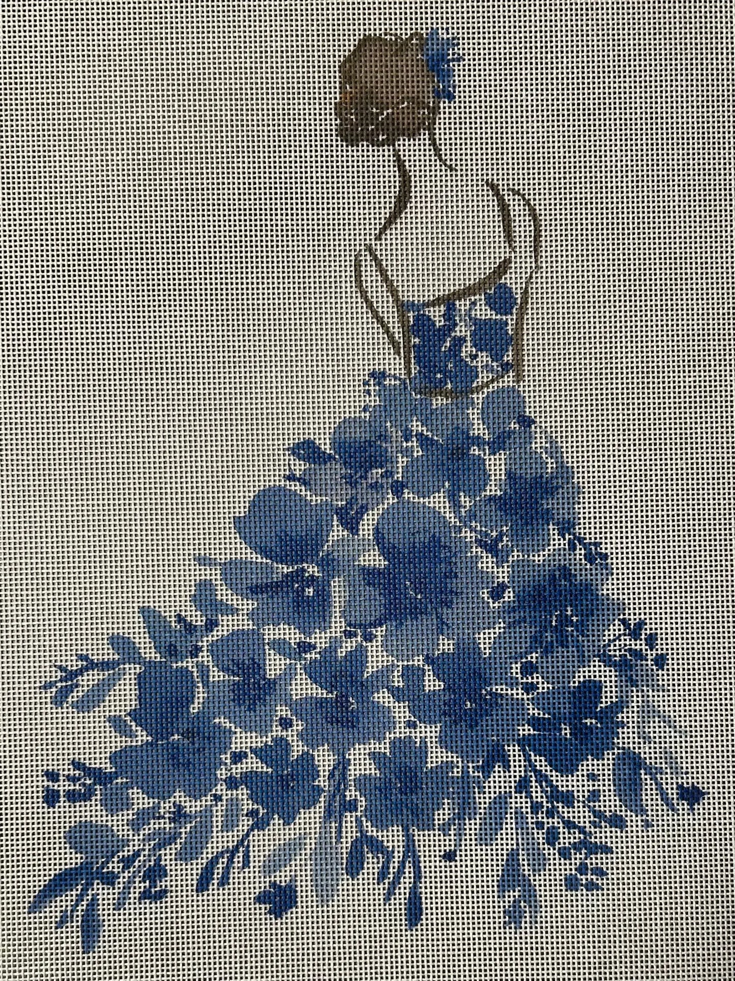 Lady w/Blue Flowers