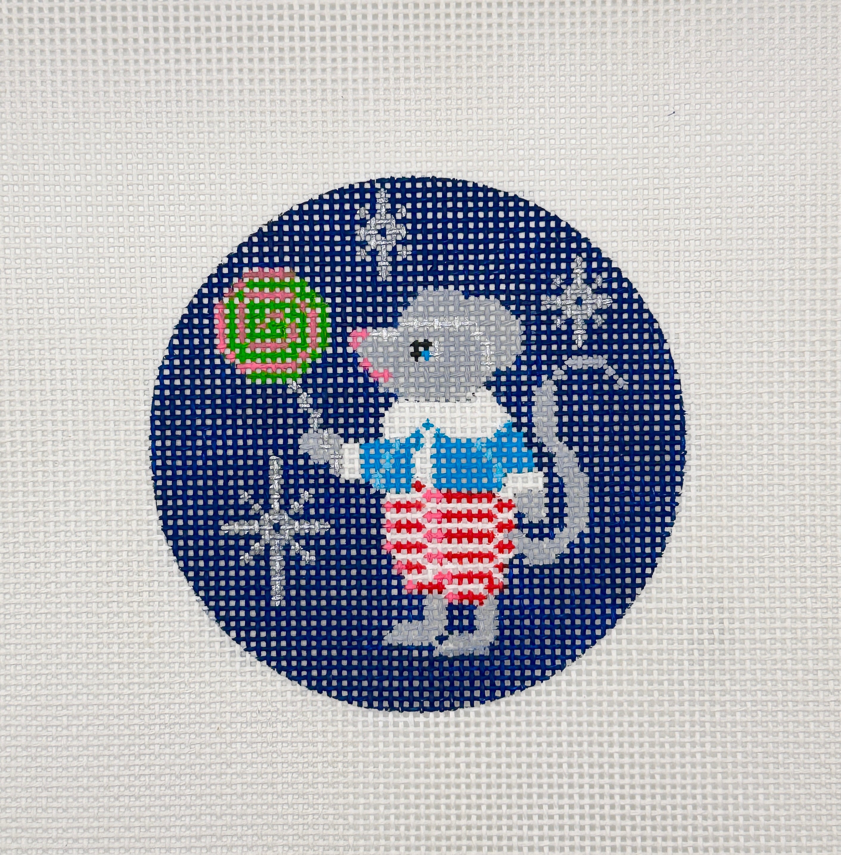 Christmas Mouse Navy Ornament