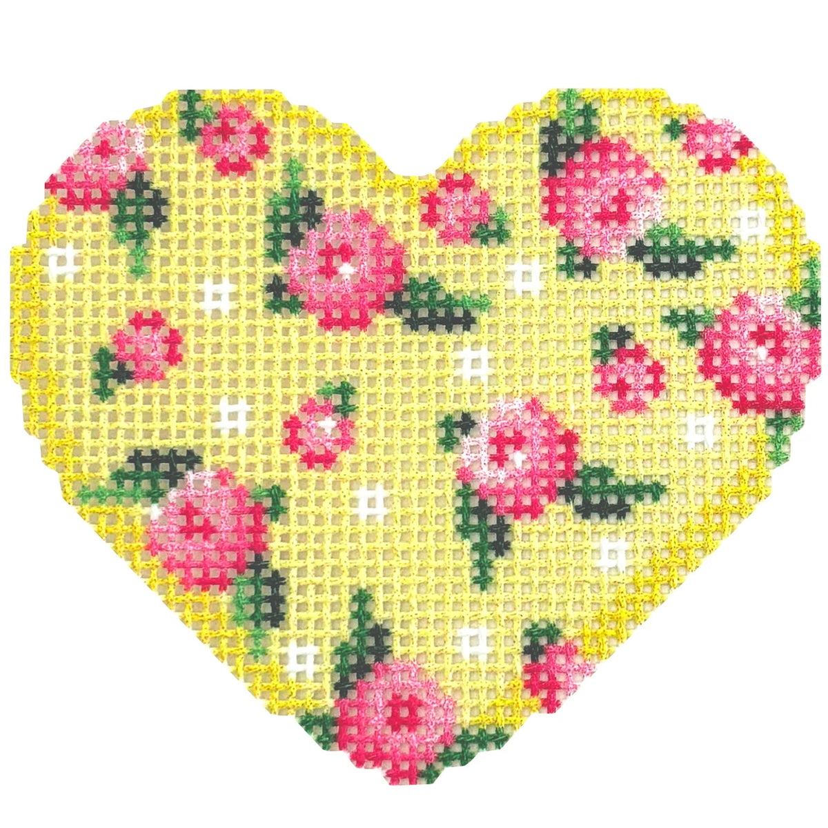 Scattered Roses on Yellow Mini Heart