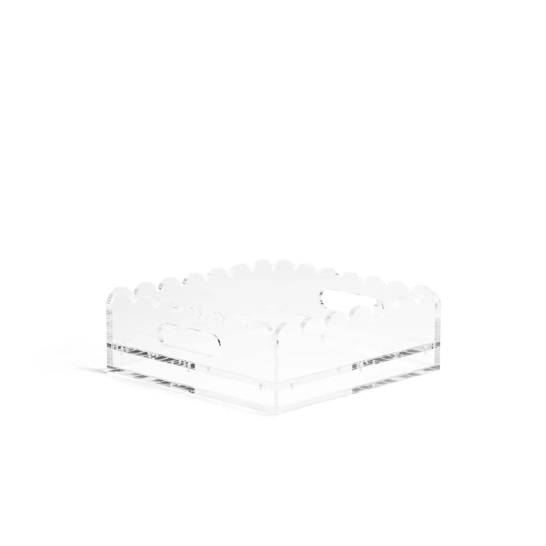 Scallop Acrylic Tray - 8" Square - Clear