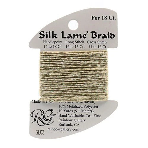 Silk Lame Braid 18 - SL03 Ecru