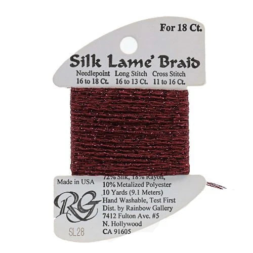Silk Lame Braid 18 - SL28 Burgundy