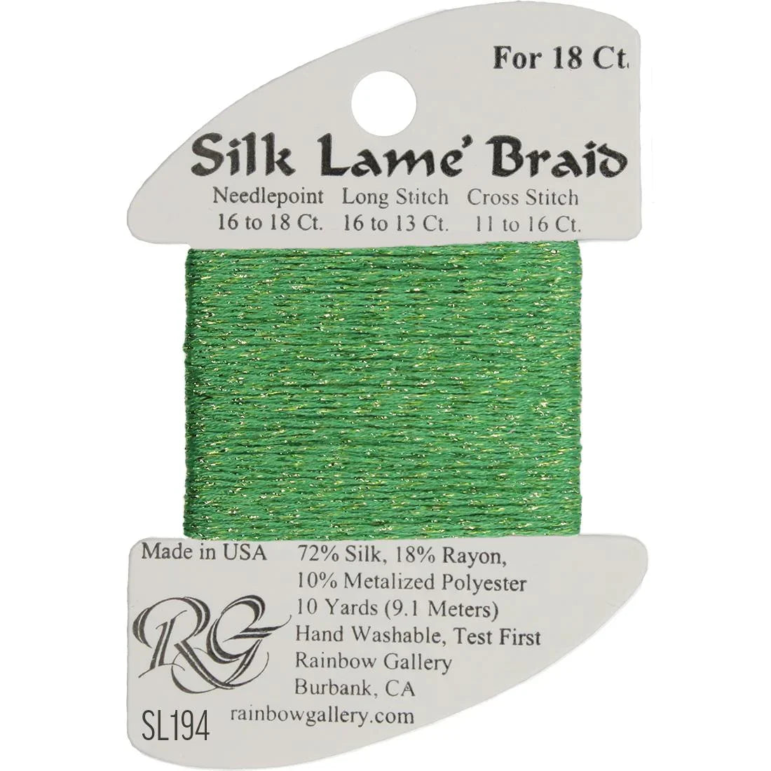Silk Lame Braid 18 - SL194-GREENBRIAR